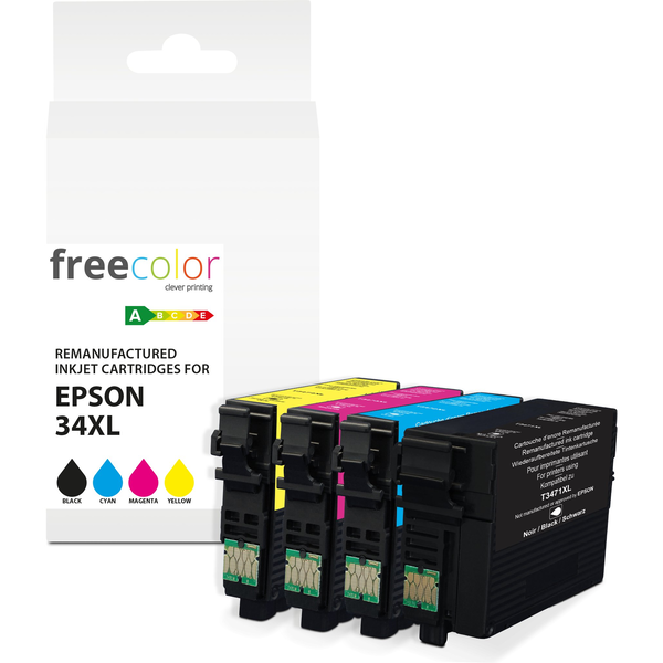 Freecolor Epson 34XL мултипак с 4 броя касети за принтер, черно/цветно