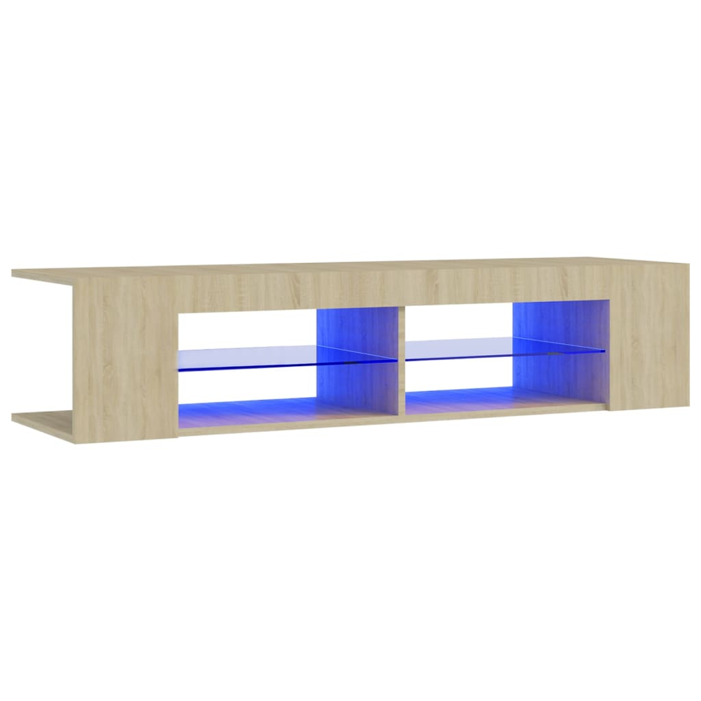 sonoma-tölgy színű TV-szekrény LED-lámpákkal 135 x 39 x 30 cm (804232)
