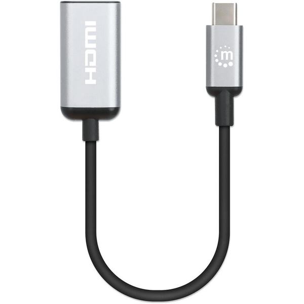 Manhattan 153706 video kabel adapter 0,15 m USB Type-C HDMI Zwart, Zilver