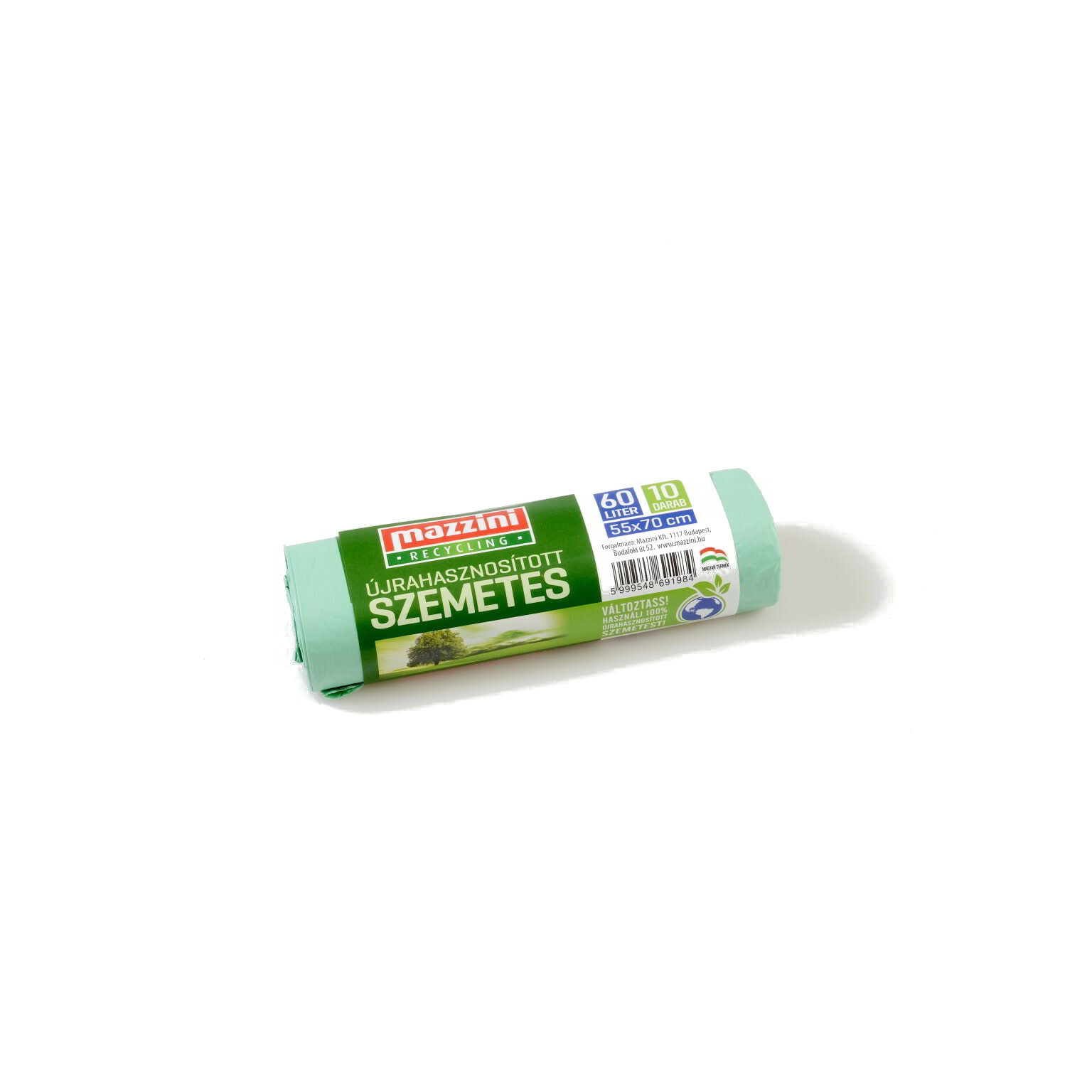 Mazzini Újrahasznosított szemeteszsák 60 l (10 db / tekercs) - Zöld (104035)