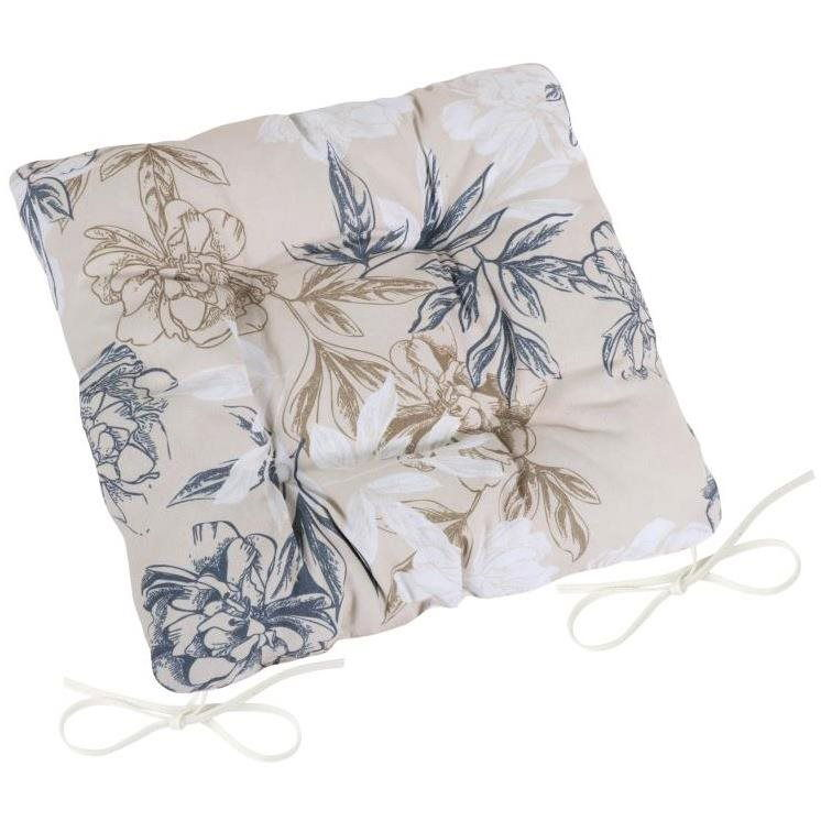 BELLATEX Seat DITA 41/409 - quilted, 40 × 40, grey-beige flower (9494)