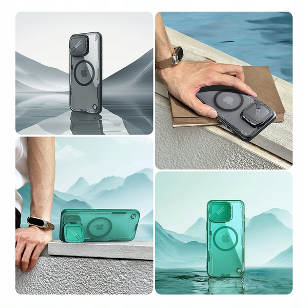 Nillkin ICEBLADE PROP szilikon telefonvédő (ütésállóság, kameravédő, kitámasztó, MagSafe) FEKETE Apple iPhone 16 Pro Max (GP-163465)