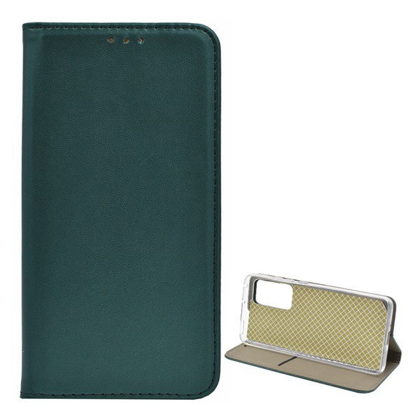 Tok álló, bőr hatású (FLIP, oldalra nyíló, asztali tartó funkció) SÖTÉTZÖLD [Xiaomi 12X] (5996591123202)
