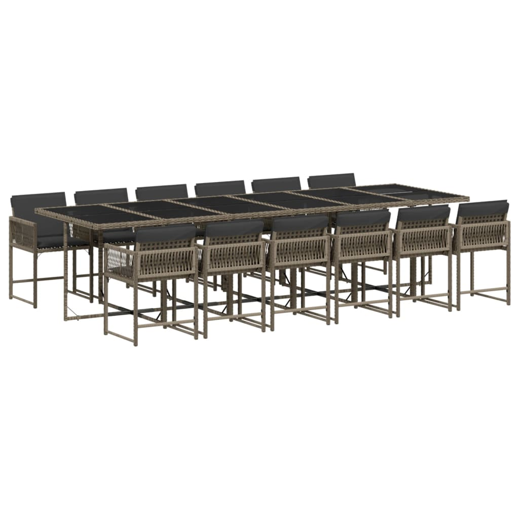 13 részes szürke polyrattan kerti ülőgarnitúra párnákkal (3211484)