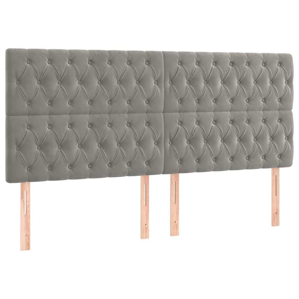 4 db világosszürke bársony fejtámla 90x7x78/88 cm (3116728)