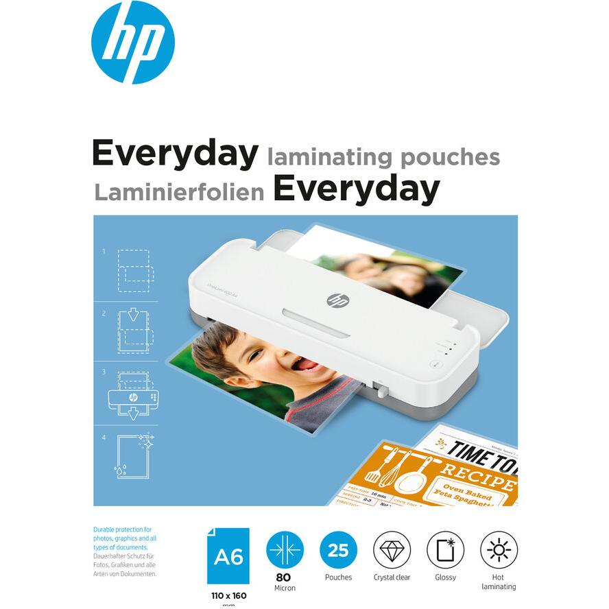 HP Inc. Everyday 80 mikron A6 fényes lamináló fólia (25 db / csomag) (9156)