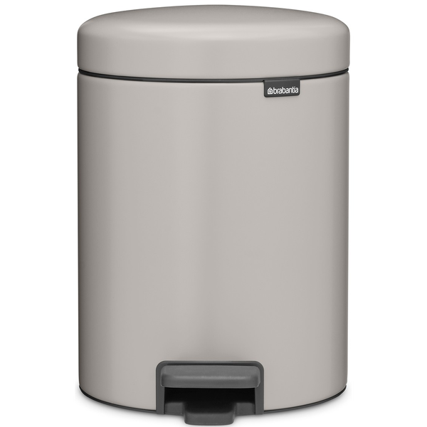Brabantia NewIcon pedálos hulladékgyűjtő szagmentesen záródó Soft-Close fedél, műanyag tartály, 5L - W méret, acél, hamvasszürke - 252204