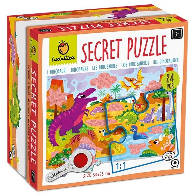 Ludattica Secret Puzzle with magnifying glass, Dinosaurs, 24 pieces (21863)