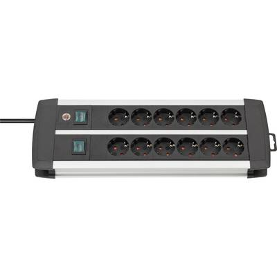 Base Múltiple Premium-alu-line Technics Con 2 Y 3 Interruptores (12 Tomas) Brennenstuhl 1391000912