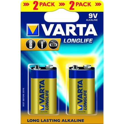 Varta LONGLIFE tartós elem (6LR61, 9V, alkáli) 2db/csomag (4122101412)