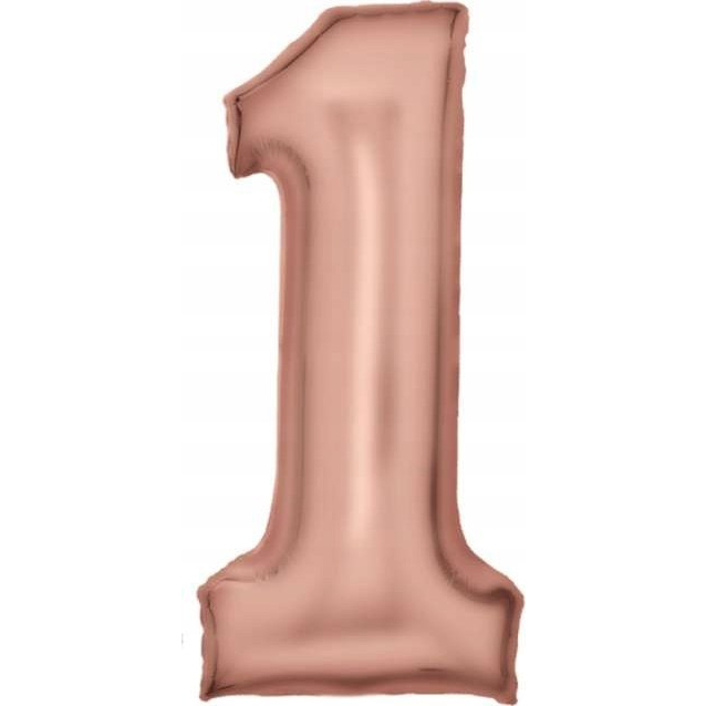 Lustre Szám Fólia Lufi - 1-es, 86 cm, Rózsaarany (9917313)