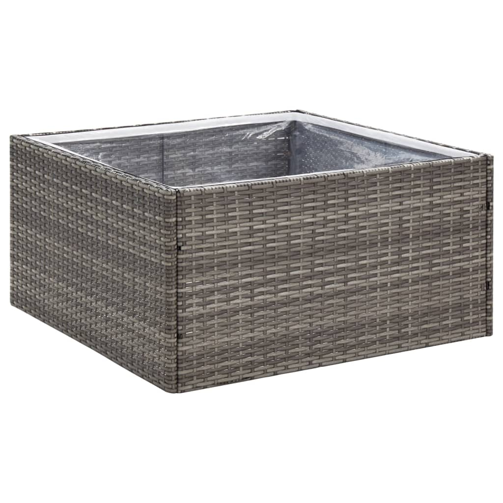 szürke polyrattan kerti ültetőláda 80 x 80 x 40 cm (319175)