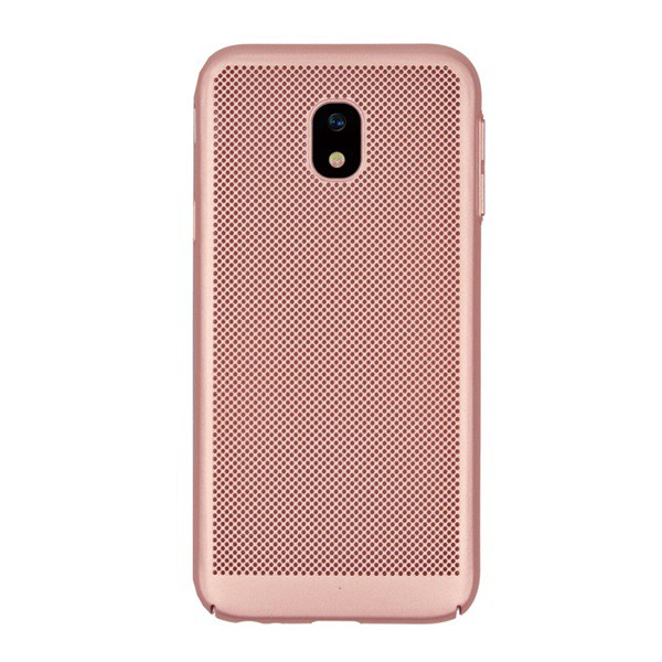 Műanyag telefonvédő (gumírozott, lyukacsos minta) ROZÉARANY [Samsung Galaxy J3 (2017) SM-J330 EU] (5996457726158)