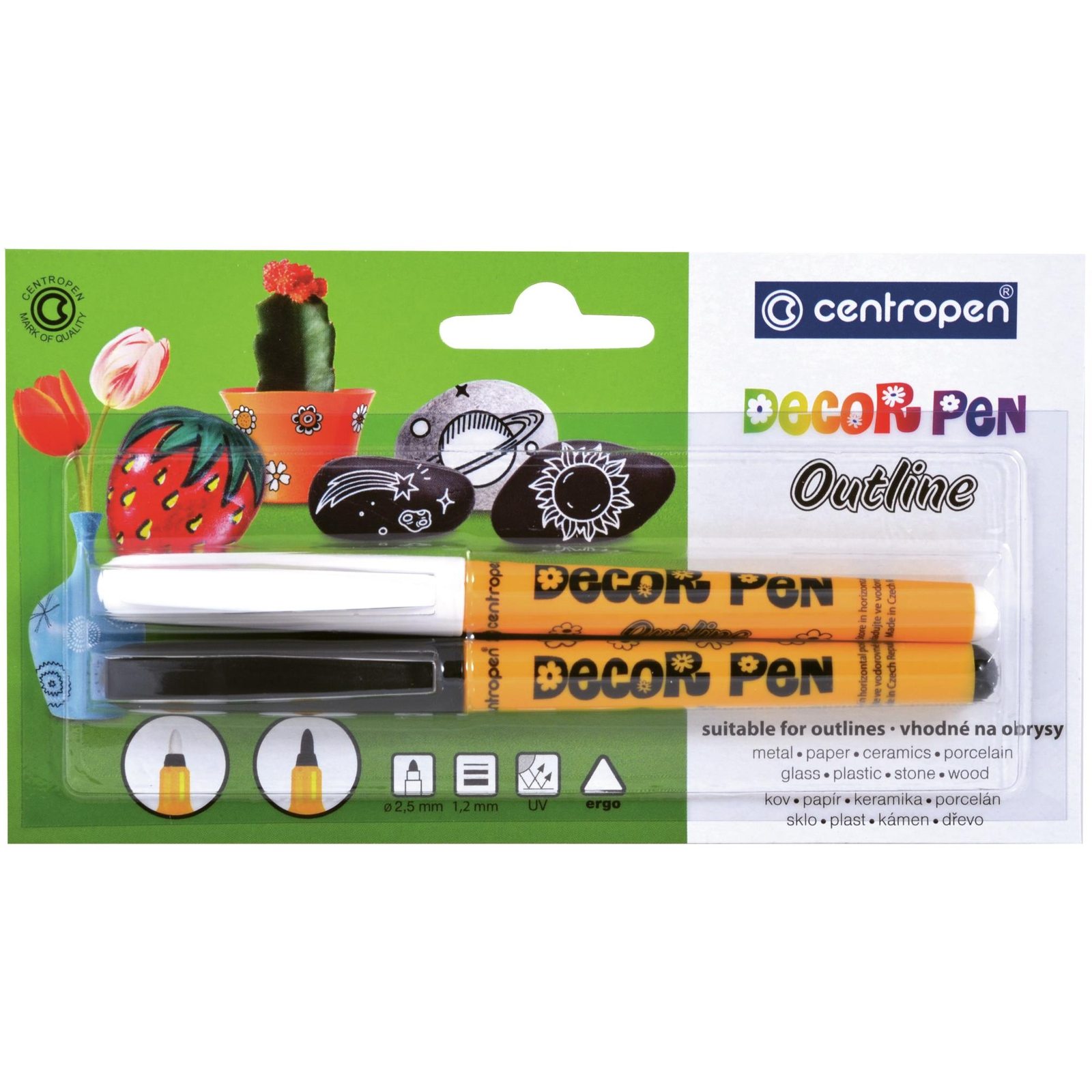 CENTROPEN Decor toll 2628 outline fehér+fekete BL (8595013646731)