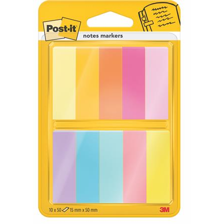 3M Post-it 15x50mm Öntapadó jelölőcímke - Vegyes színek (10x50 lap/tömb) (7100234524)