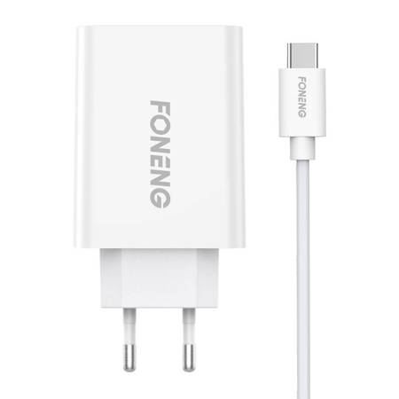 Foneng EU43 hálózati töltő + USB-A - USB-C kábel fehér (EU43 Type-C) (EU43 Type-C)