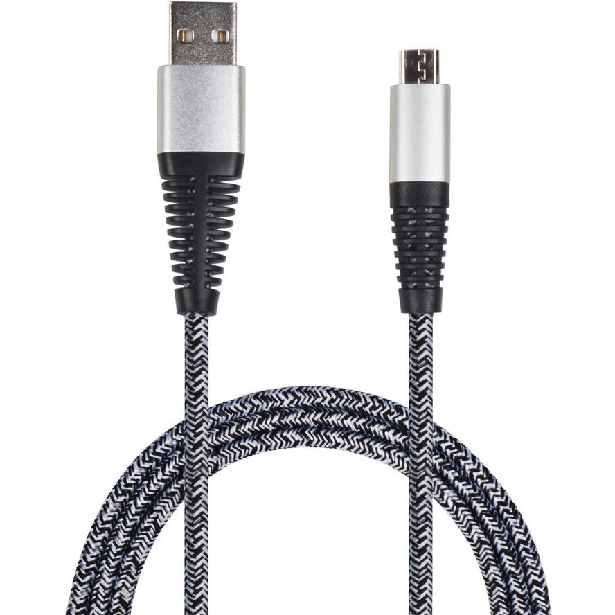 2GO USB Lade-/Datenkabel USB-A - Micro-USB 1m Nylon silber (795951) (795951)