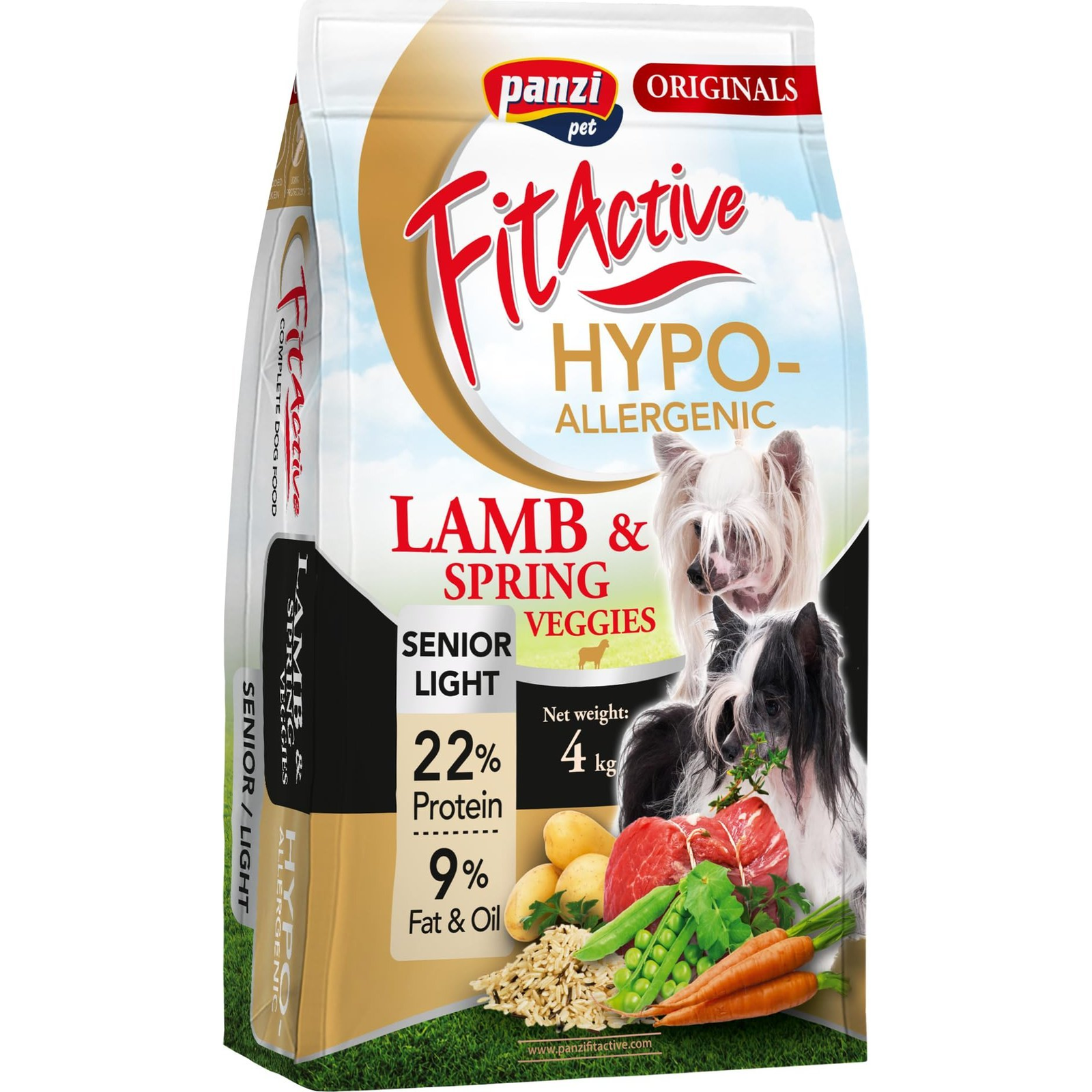 Állateledel száraz PANZI FitActive Originals Hypoallergén időskutyáknak bárányhússal 4 kg (315218)
