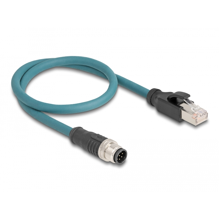 Delock M12 adapter kábel A-kódolt 8 tűs apa - RJ45 apa 50 cm (60075) (60075)