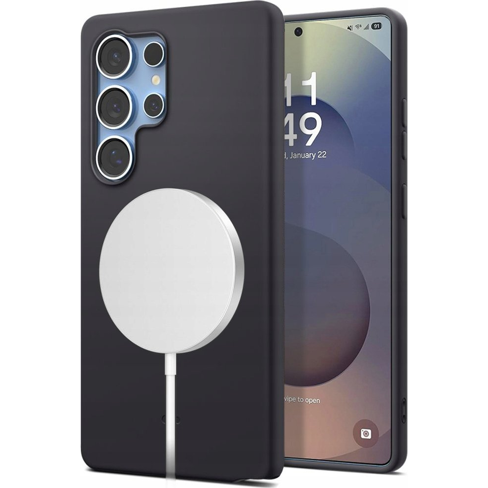 Samsung S25 Ultra Spigen Silicone Fit Mag Szilikon Telefonvédő Ütésállóság, Magsafe, Fekete (8809971238489-ACS09017)