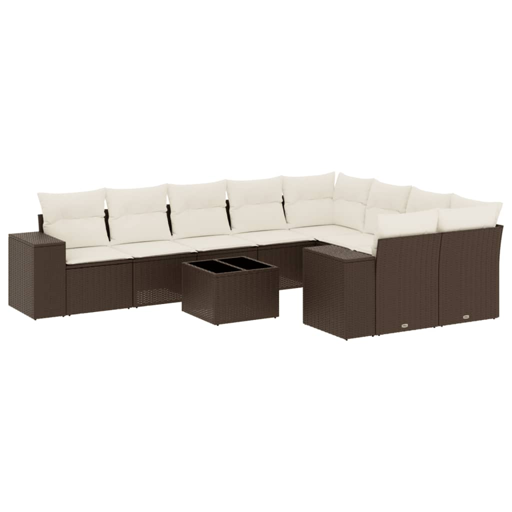 10 részes barna polyrattan kerti ülőgarnitúra párnákkal (3223052)