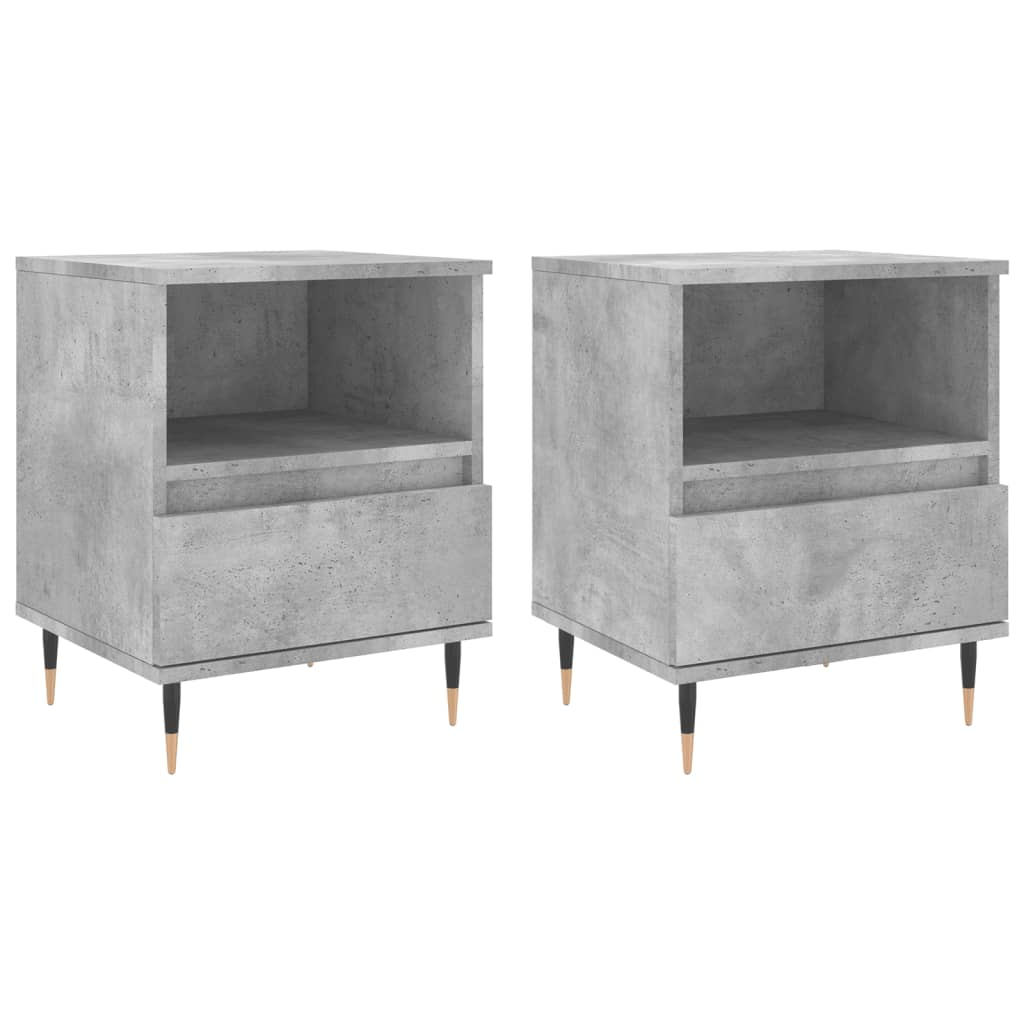 2 db betonszürke szerelt fa éjjeliszekrény 40 x 35 x 50 cm (830613)