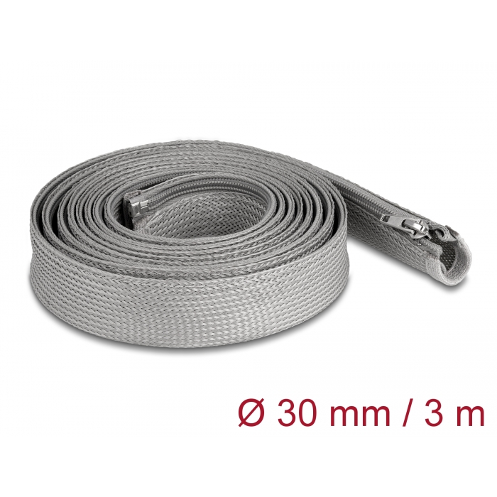 Delock Befont karmantyú zipzáras szorítóval hőállóság egészen 3 m x 30 mm-es szürke (20837) (20837)