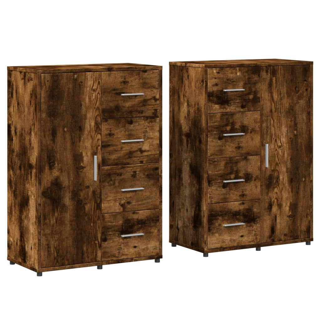 2 db füstös tölgy színű szerelt fa tálalószekrény 60x31x84 cm (3276592)