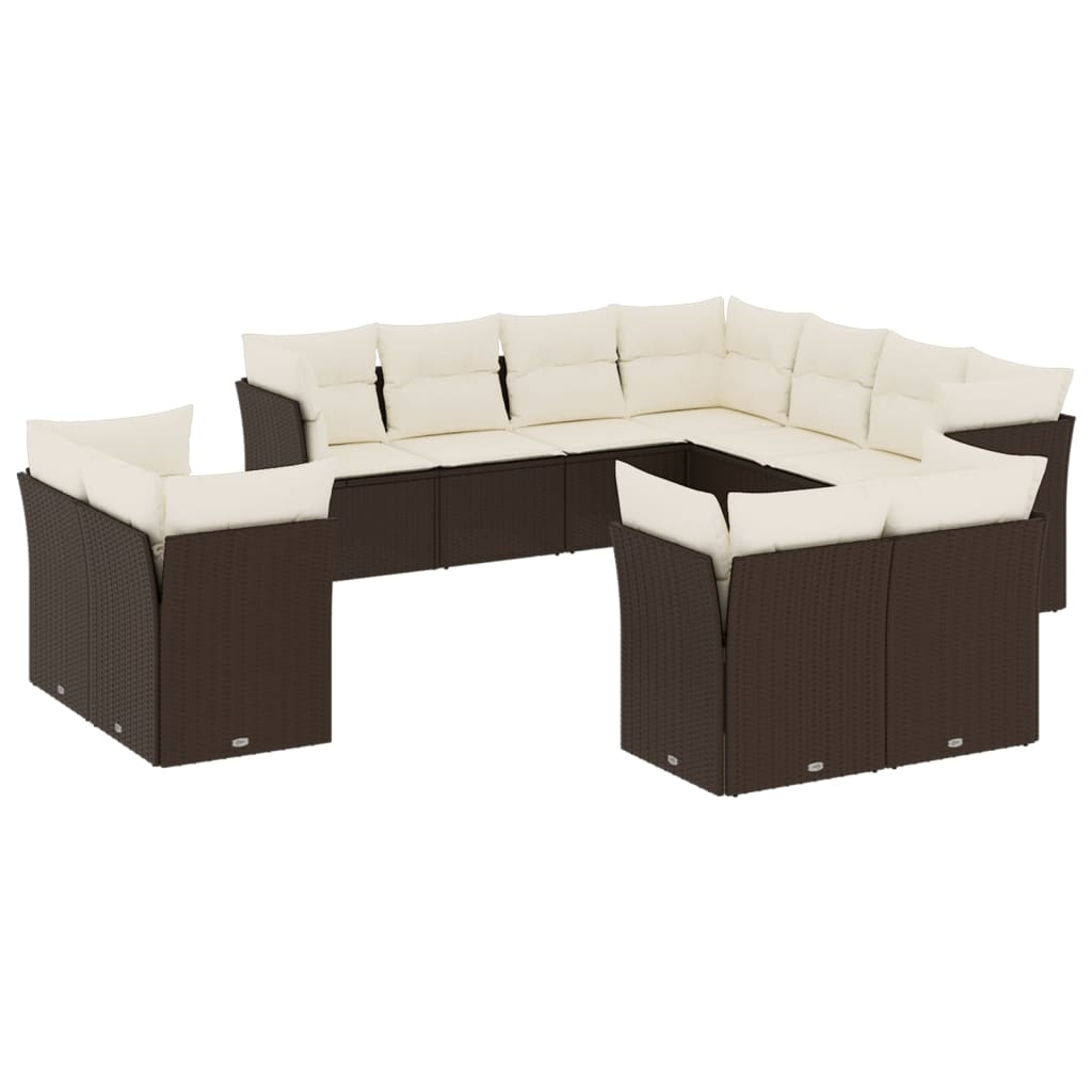 11 részes barna polyrattan kerti ülőgarnitúra párnákkal (3218513)