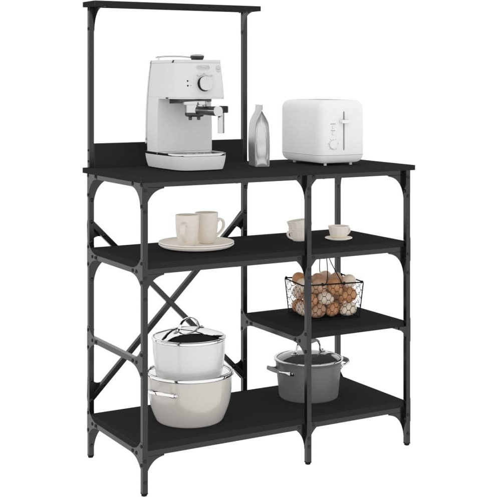 fekete szerelt fa és fém pékállvány 90 x 40 x 132 cm (845416)