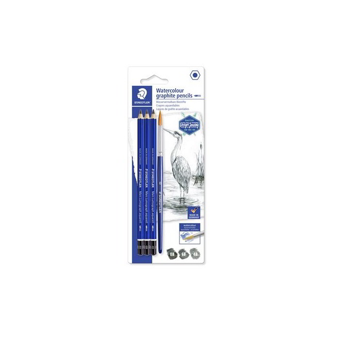 Staedtler: Hatszögletű grafitceruza készlet akvarell, ecsettel (4 db) (100A SBK4)