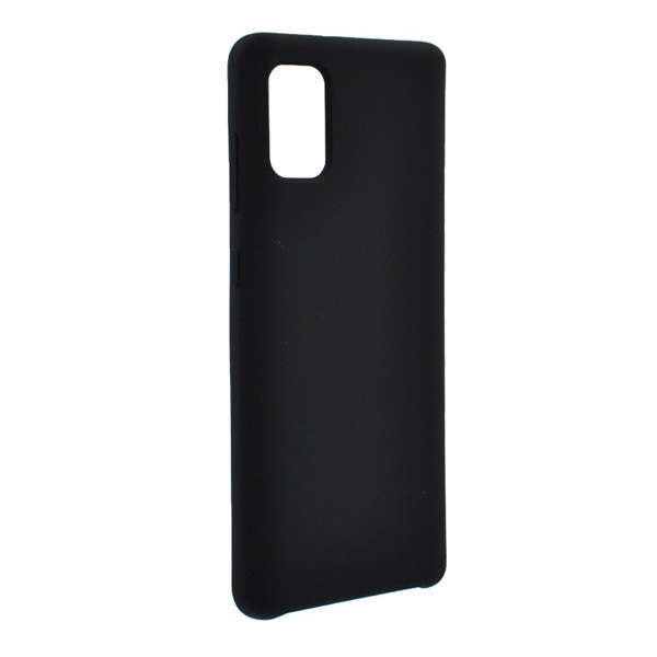 Szilikon telefonvédő (matt, mikrofiber plüss karcolásmentesítő belső, prémium) FEKETE [Samsung Galaxy A41 (SM-A415F)] (5996591000756)