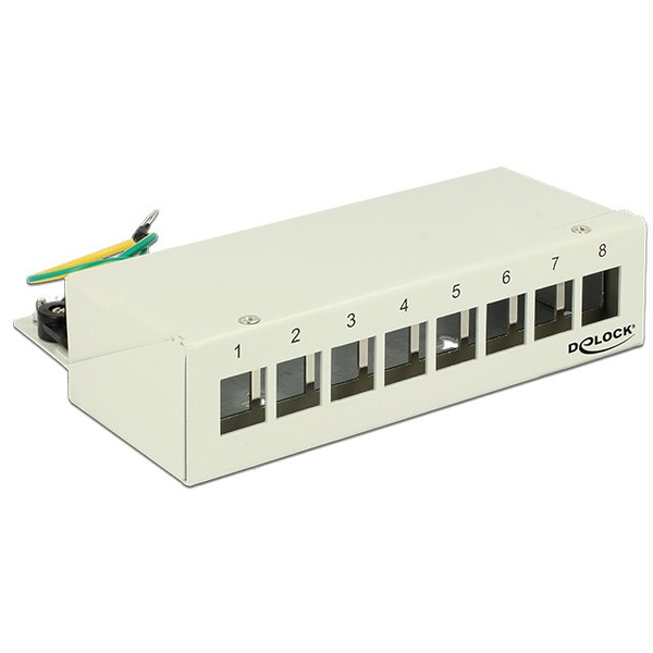 DELOCK Patchpanel 8 Keystone Ports Metall grau