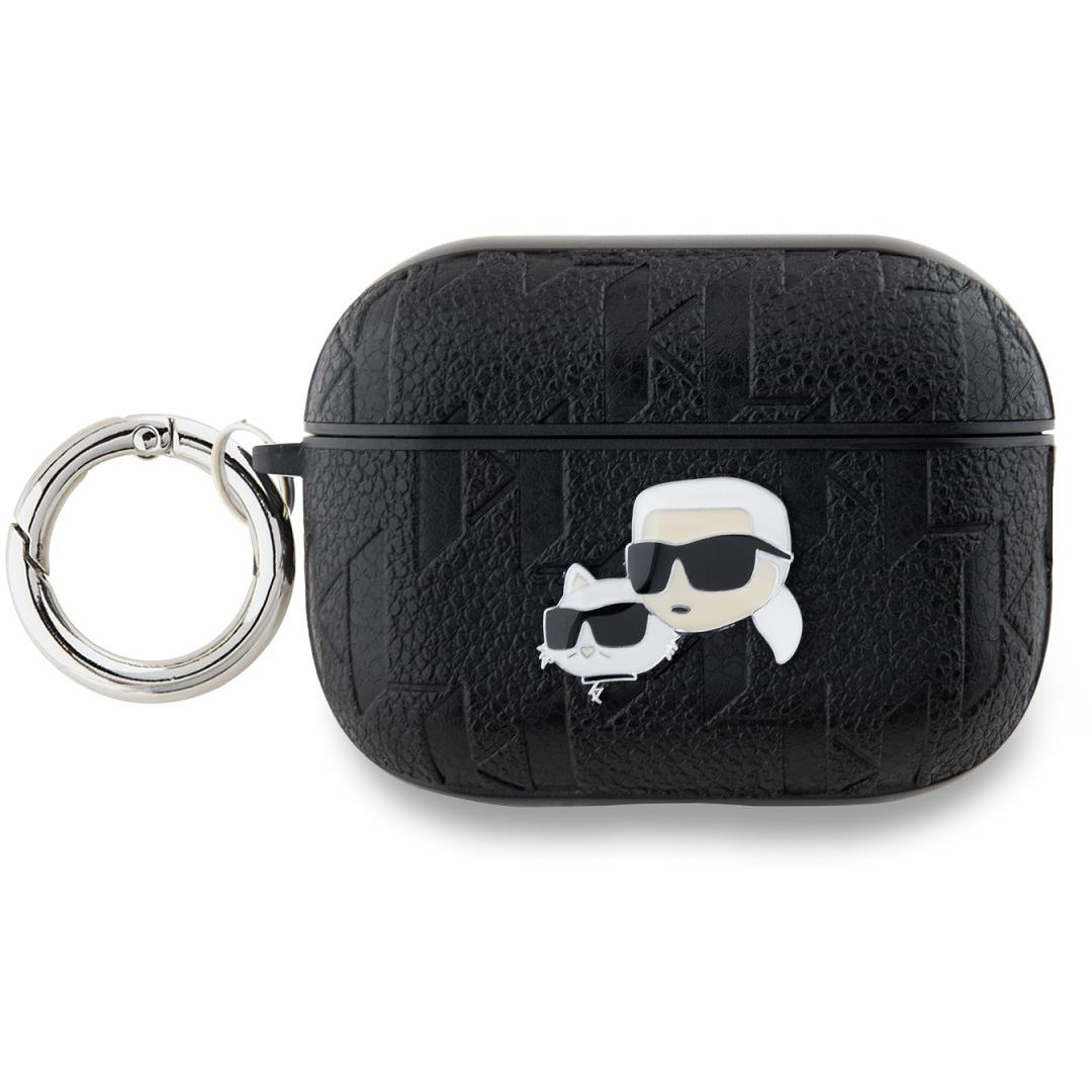 Karl Lagerfeld Embossed Karl and Choupette Heads AirPods Pro 2 fekete PU tok (KLAP2PGKCPK)