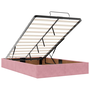 Cadru de pat otoman cu saltea, catifea roz 120x200cm