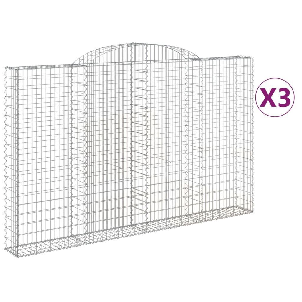 3 db íves horganyzott vas gabion kosár 300x30x180/200 cm (3146594)