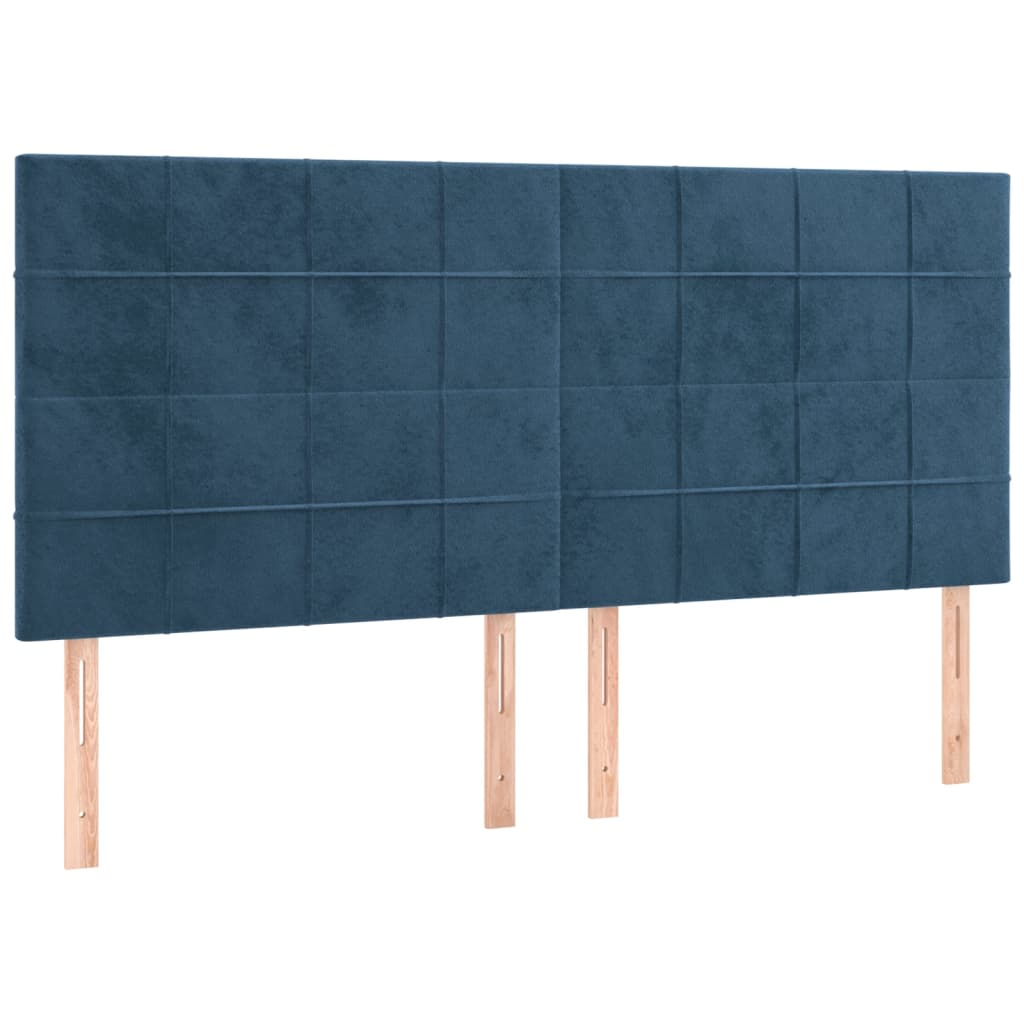4 db sötétkék bársony fejtámla 100x5x78/88 cm (3116402)