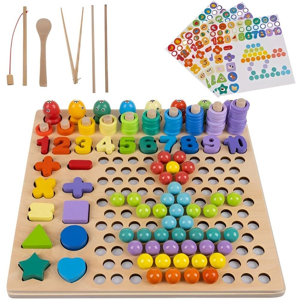 Kruzzel 17252 Wooden jigsaw puzzle fish, numbers, circles (27386)