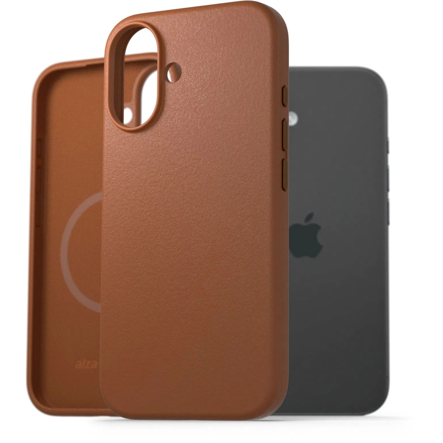 AlzaGuard Genuine Leather iPhone 16e MagSafe nyeregbarna tok (AGD-GLCM15C)