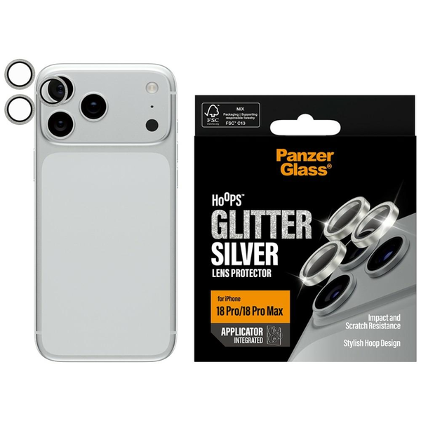 PanzerGlass ® Hoops® Camera Lens Protector Glitter Silver iPhone 18 Pro | 18 Pro Max Pellicola proteggischermo trasparente 1 pz