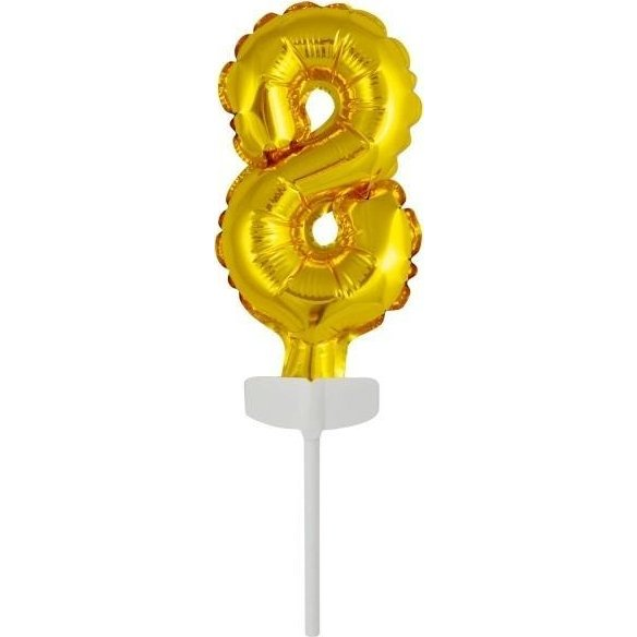 Szám Fólia Lufi Tortára - 13 cm, 8-as, Arany (615999)