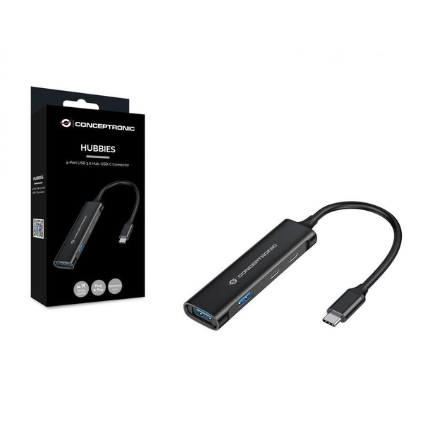 Conceptronic HUBBIES12B hub de interface USB 3.2 Gen 1 (3.1 Gen 1) Type-C 5000 Mbit/s Preto