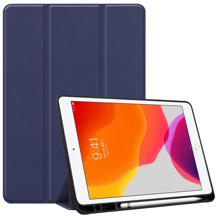 Samsung Galaxy Tab S9 FE Plus (12.4) SM-X610 / X616B, mappa tok, érintőceruza tartóval, Trifold, Wooze Trifold Pencil, sötétkék (TS8484)