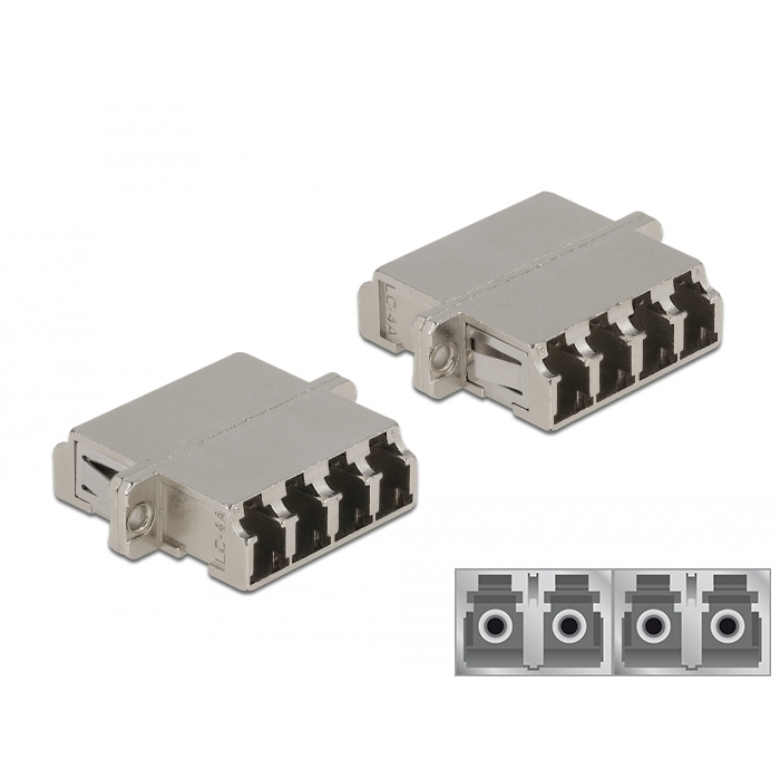 Delock LC optikai szálas csatlakozó Quad anya - LC Quad anya, egymódosú fém (86875) (86875)