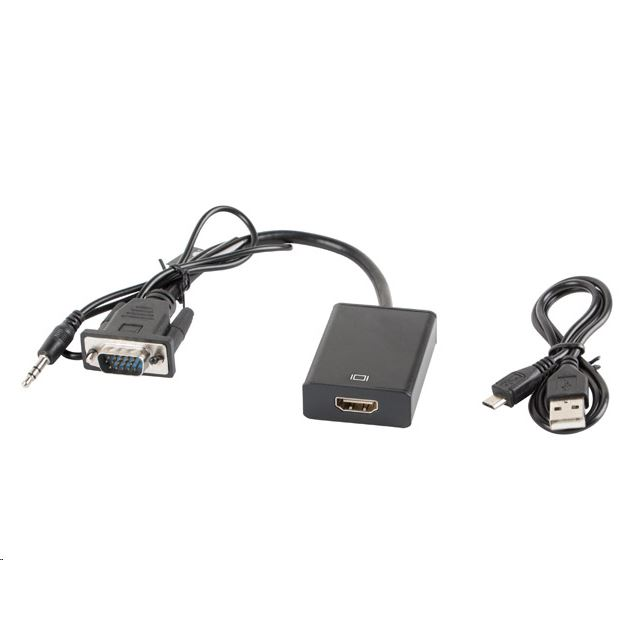 Lanberg VGA --> HDMI adapter + audio kábel (AD-0021-BK) (AD-0021-BK)