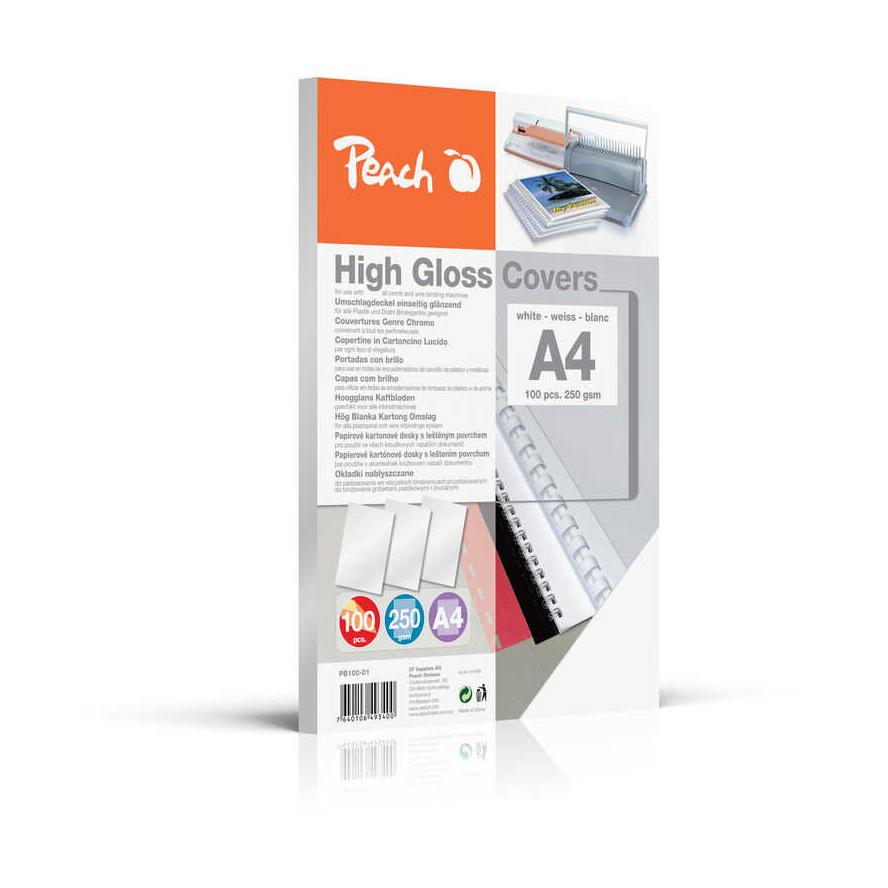 Peach Einbanddeckel hochglänzend weiß A4 100Stk. (PB100-01)