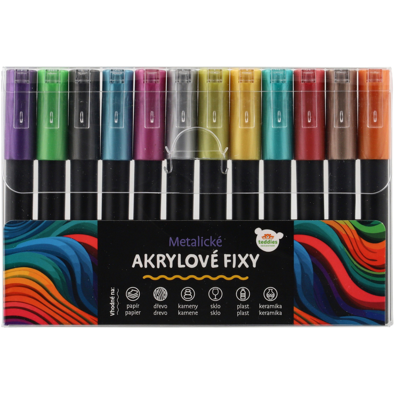 Teddies Metallic Acrylic Markers 12 pcs (8592190865757)