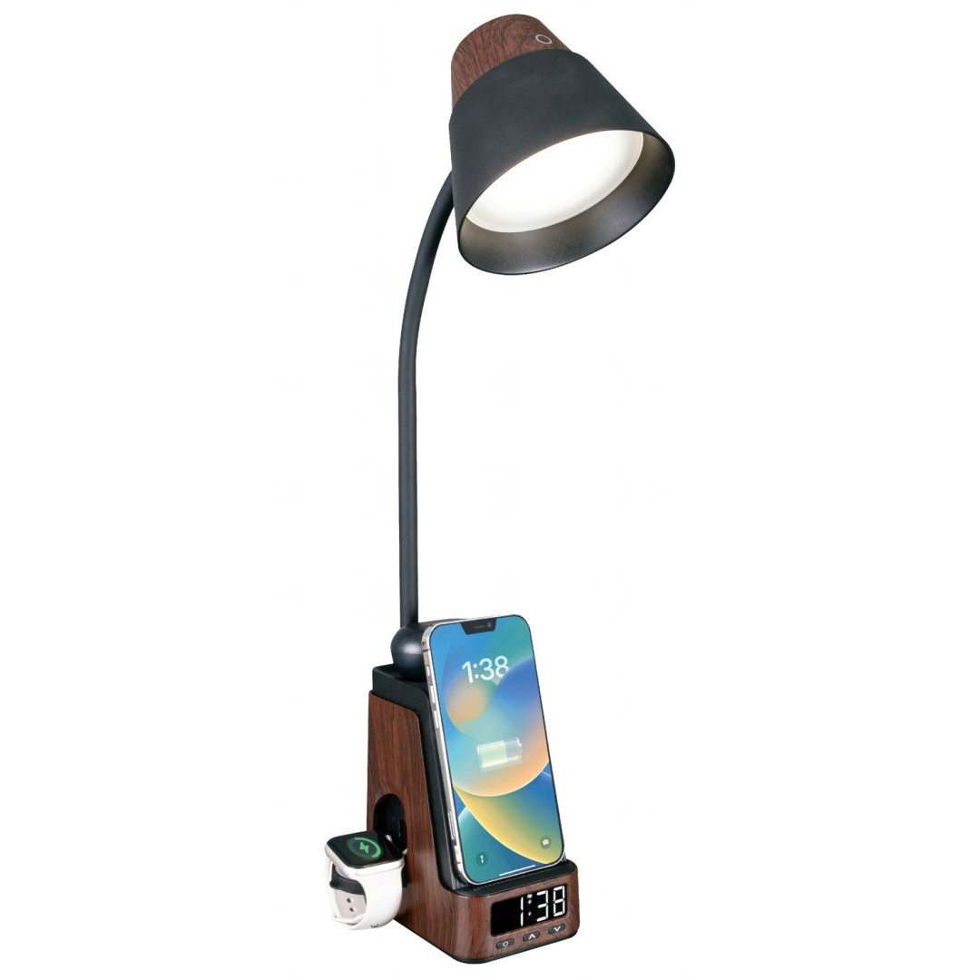 IMMAX IDEAL LED with QI charging CCT, dark wood/black (08999L)