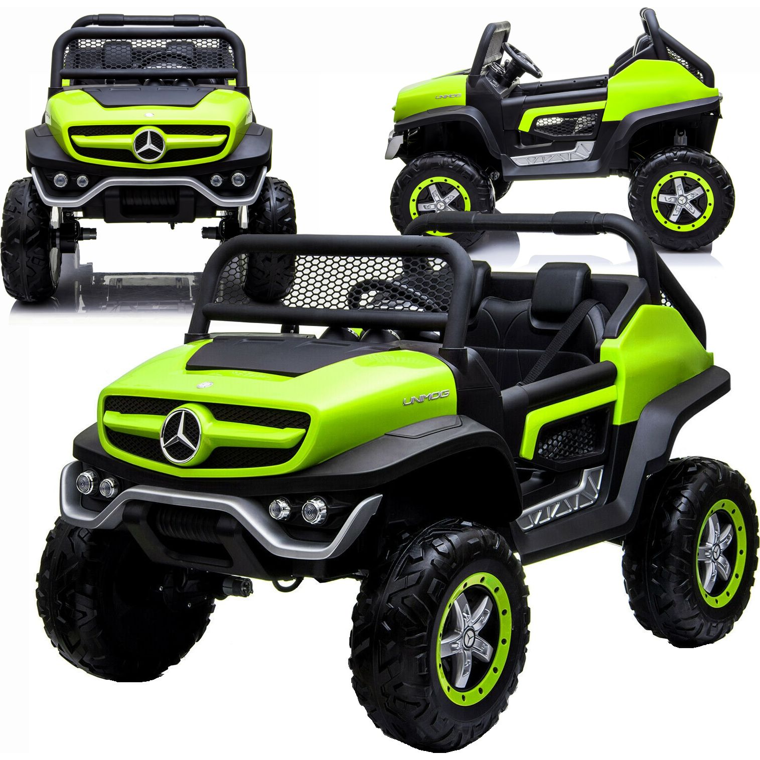 Детска акумулаторна кола Mercedes Unimog 4x4 зелена