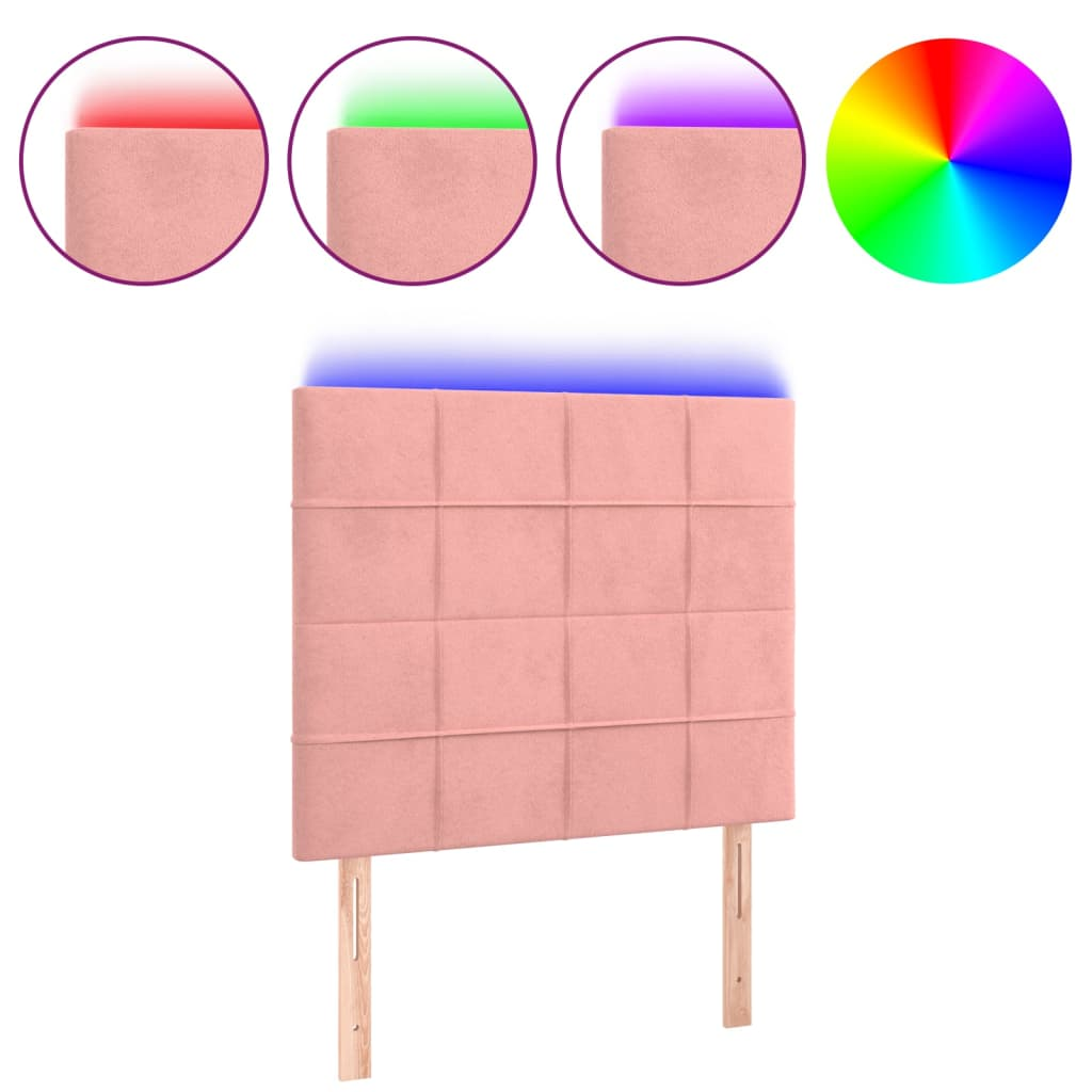 rózsaszín bársony LED-es fejtámla 100x5x118/128 cm (3122471)